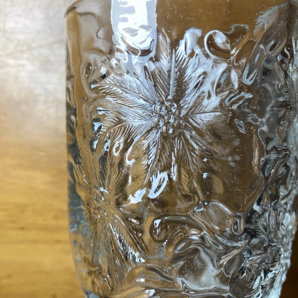 Princess House Fantasia Mugs #516 Poinsettia Holiday Glass 9oz 4" Set Of 3 - Picture 6 of 11